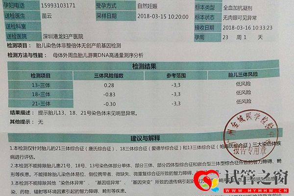 報(bào)告單結(jié)果會(huì)提示染色體是否異常